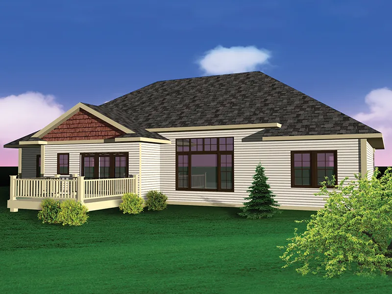 Arts & Crafts House Plan Rear Photo 01 - Ravelston Rustic Ranch Home 051D-0652 - Shop House Plans and More