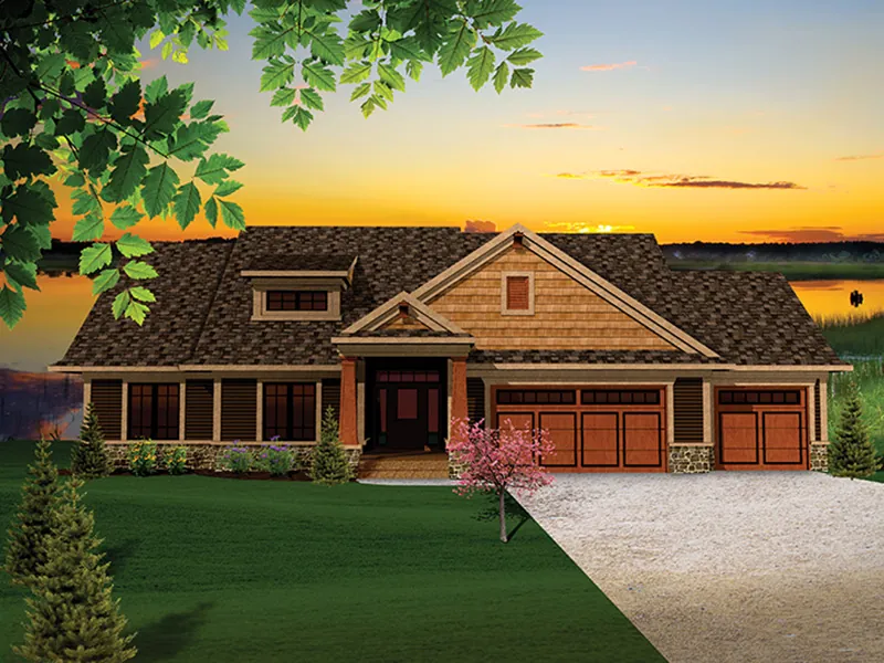 Ranch House Plan Front of Home - Montana Rustic Craftsman Home 051D-0657 - Shop House Plans and More
