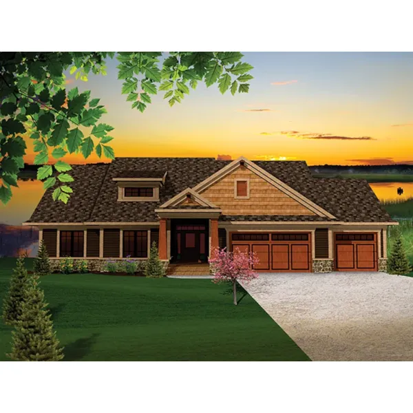 Ranch House Plan Front of Home - Montana Rustic Craftsman Home 051D-0657 - Shop House Plans and More