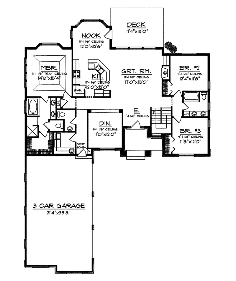 Craftsman House Plan First Floor - Lucerna Traditional Ranch Home 051D-0658 - Shop House Plans and More