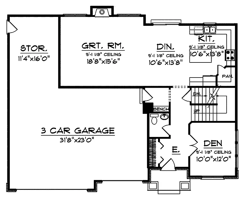 Santa Fe House Plan First Floor - Moreno Hill Prairie Style Home 051D-0660 - Shop House Plans and More