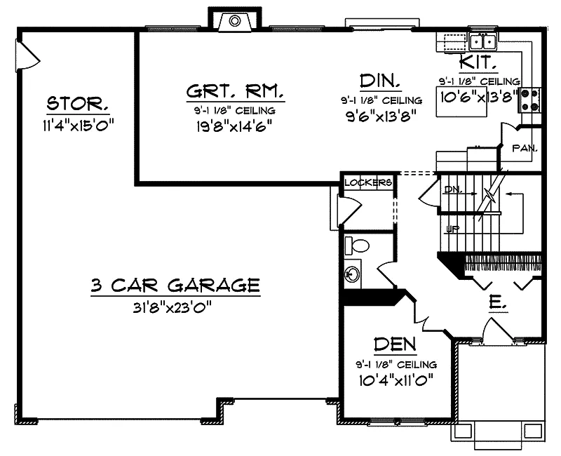 Craftsman House Plan First Floor - McDermott Traditional Home 051D-0661 - Shop House Plans and More