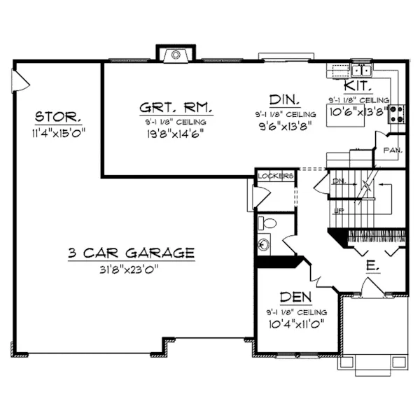 Arts & Crafts House Plan First Floor - McDermott Traditional Home 051D-0661 - Shop House Plans and More