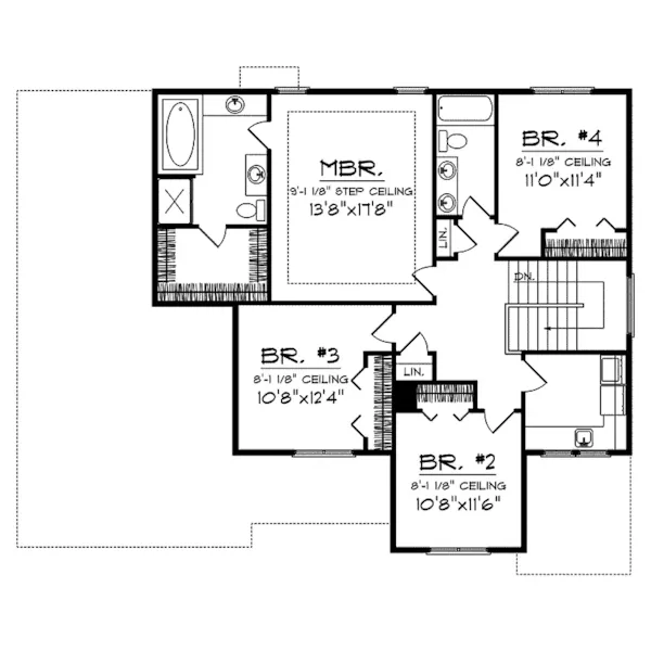 Arts & Crafts House Plan Second Floor - McDermott Traditional Home 051D-0661 - Shop House Plans and More