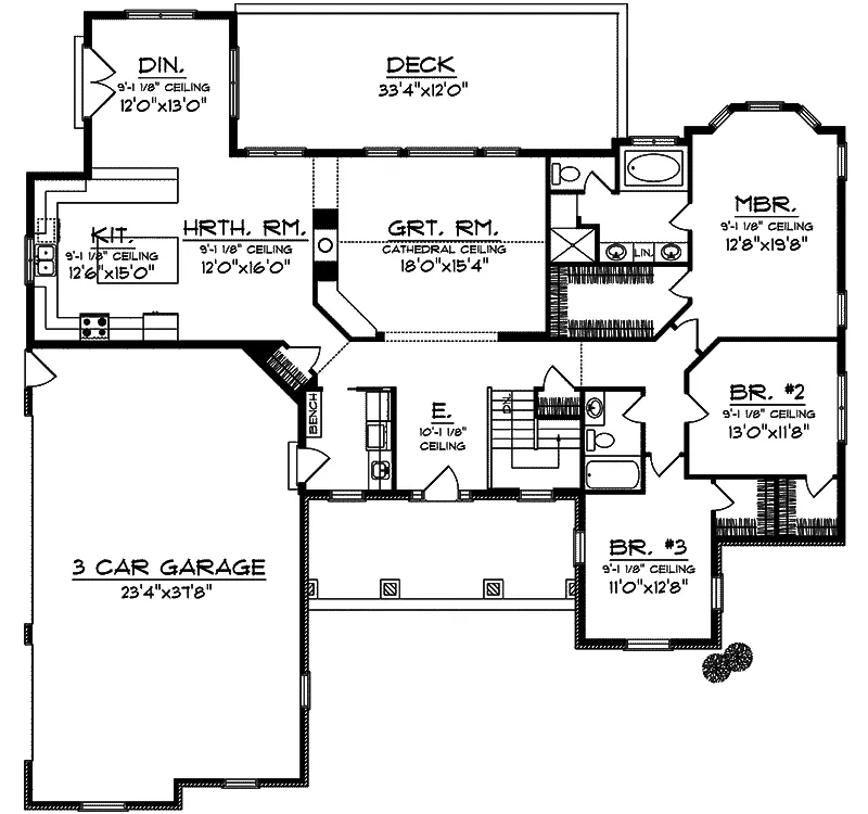 Santa Fe House Plan First Floor - San Simone Country French Home 051D-0662 - Shop House Plans and More