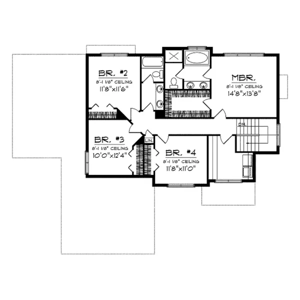 Arts & Crafts House Plan Second Floor - Humbolt Shingle Style Home 051D-0663 - Search House Plans and More