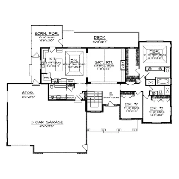 Craftsman House Plan First Floor - Branhill Craftsman Style Home 051D-0664 - Search House Plans and More