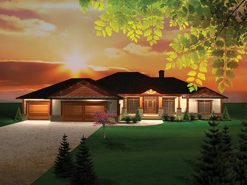 Ranch House Plan Front of Home - Branhill Craftsman Style Home 051D-0664 - Search House Plans and More