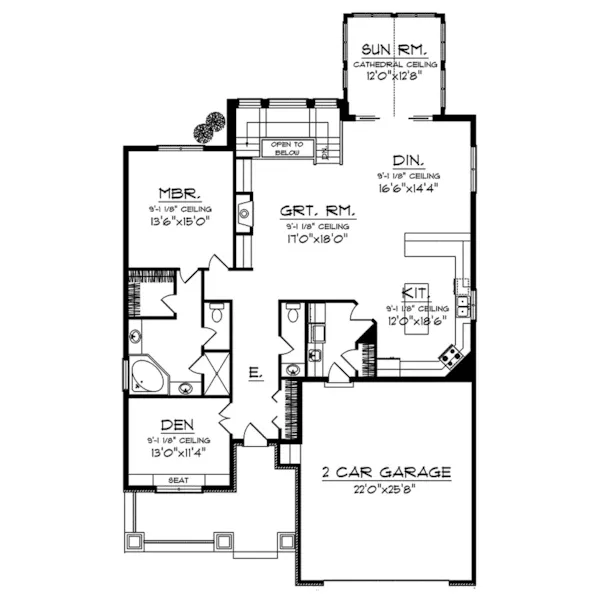 Craftsman House Plan First Floor - Draxton Shingle Craftsman Home 051D-0666 - Search House Plans and More