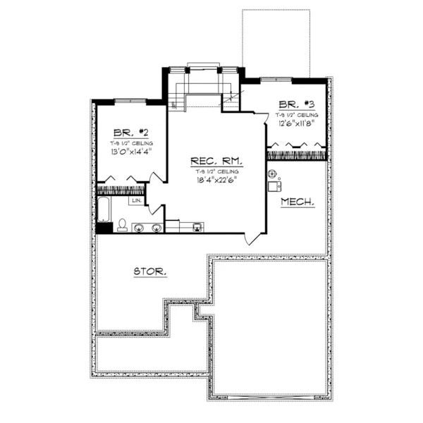 Craftsman House Plan Lower Level Floor - Draxton Shingle Craftsman Home 051D-0666 - Search House Plans and More