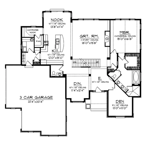 Rustic House Plan First Floor - Walmann Traditional Home 051D-0668 - Shop House Plans and More