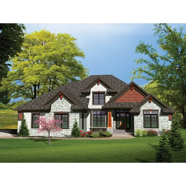 Rustic House Plan Front of Home - Walmann Traditional Home 051D-0668 - Shop House Plans and More