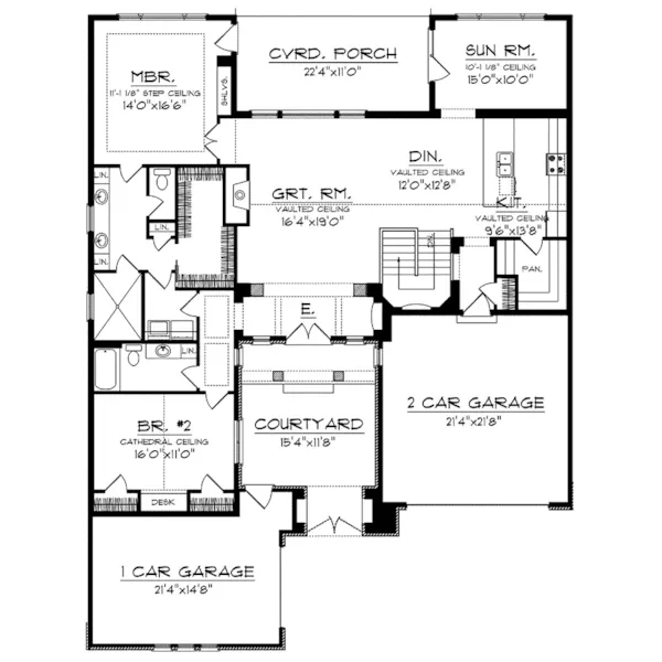 Italian House Plan First Floor - Monteleone Bay Italian Ranch Home 051D-0669 - Shop House Plans and More