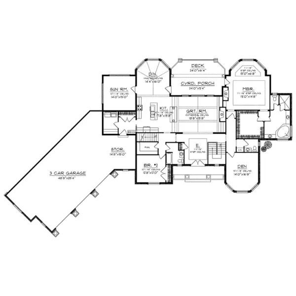 Craftsman House Plan First Floor - Haddington Place Luxury Ranch Home 051D-0670 - Search House Plans and More