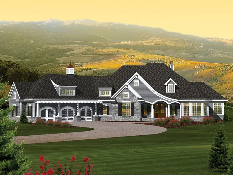 Craftsman House Plan Front Image - Haddington Place Luxury Ranch Home 051D-0670 - Search House Plans and More