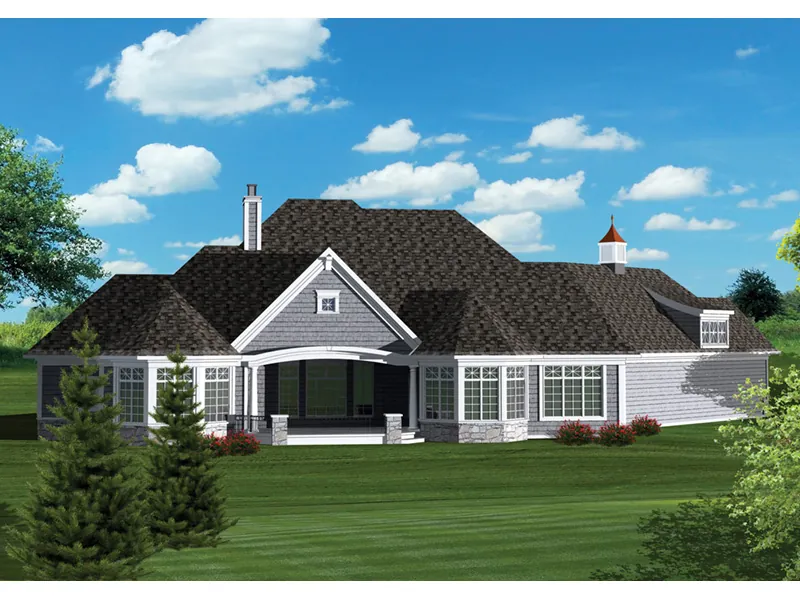 Craftsman House Plan Rear Photo 01 - Haddington Place Luxury Ranch Home 051D-0670 - Search House Plans and More