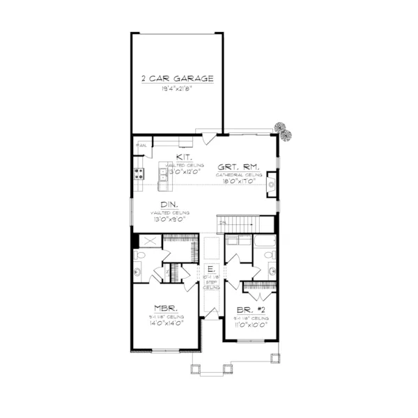 Craftsman House Plan First Floor - Sunnyford Shingle Style Home 051D-0672 - Shop House Plans and More