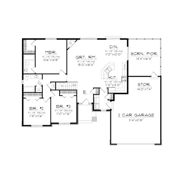 Ranch House Plan First Floor - Higgens Traditional Ranch Home 051D-0674 - Search House Plans and More