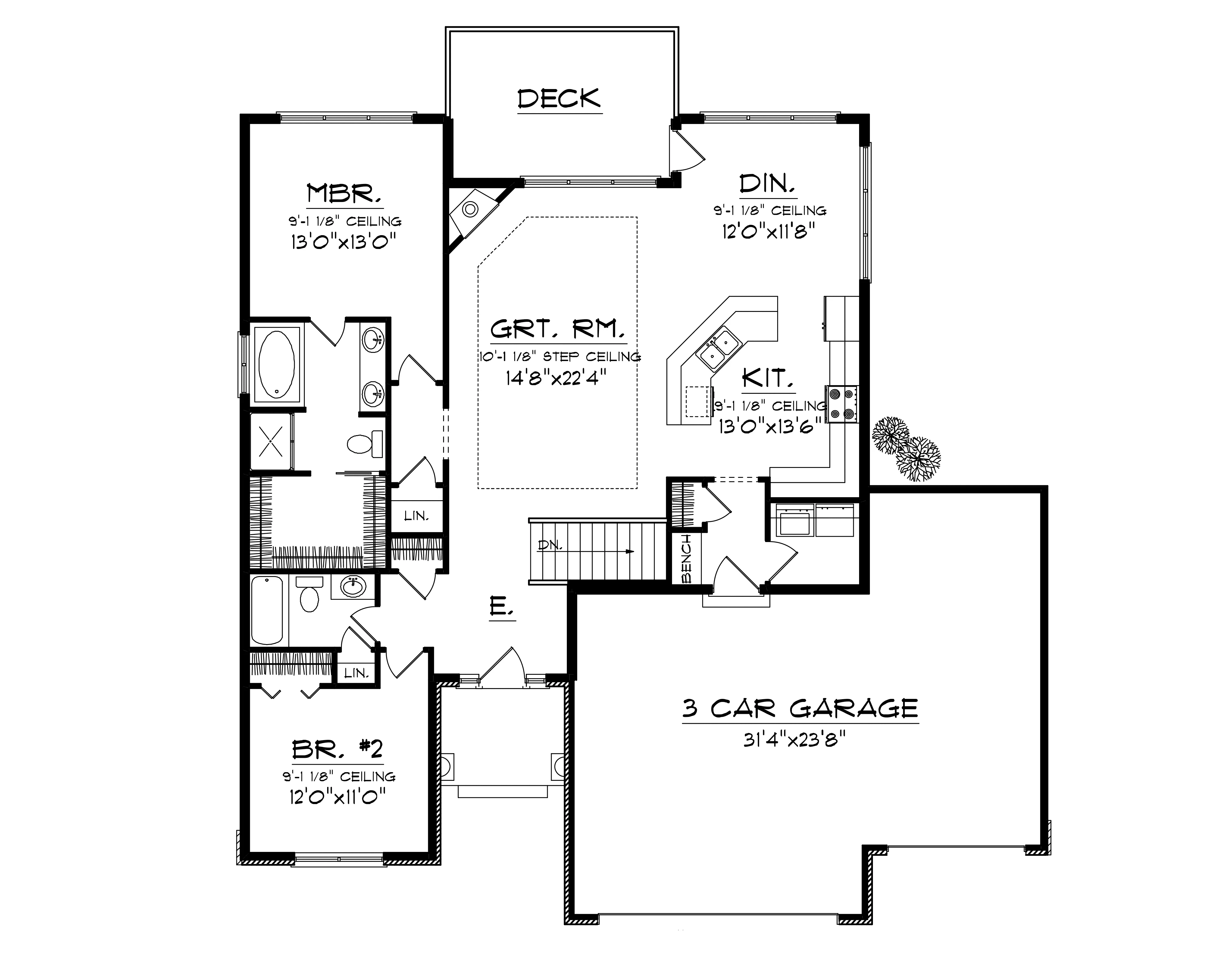 Ranch House Plan First Floor - Mallard Traditional Ranch Home 051D-0675 - Shop House Plans and More