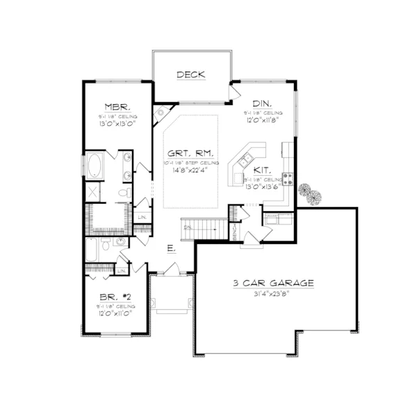 Ranch House Plan First Floor - Mallard Traditional Ranch Home 051D-0675 - Shop House Plans and More