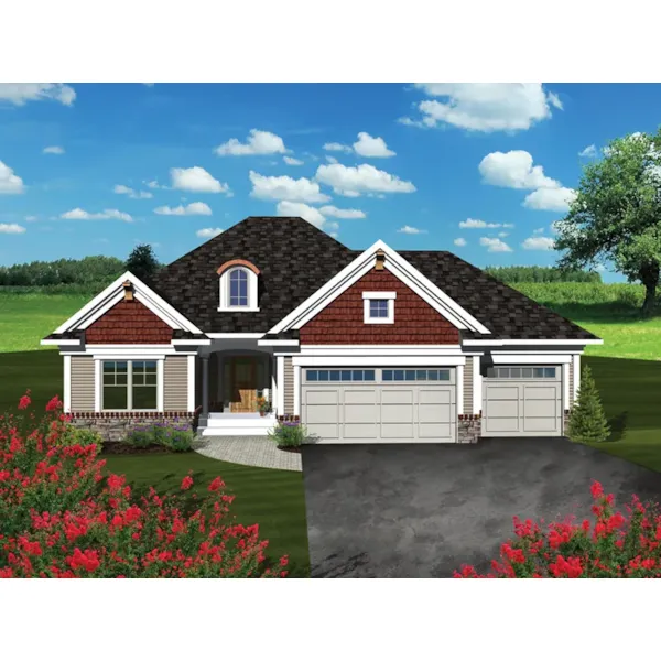 Ranch House Plan Front of Home - Mallard Traditional Ranch Home 051D-0675 - Shop House Plans and More