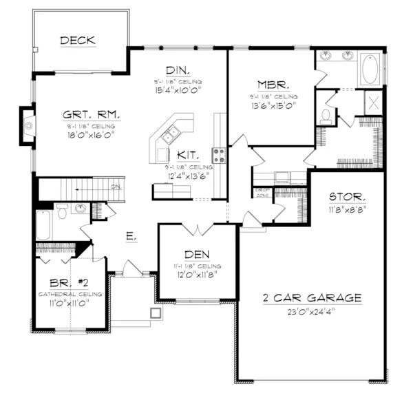 Ranch House Plan First Floor - Alvena European Ranch Home 051D-0677 - Search House Plans and More