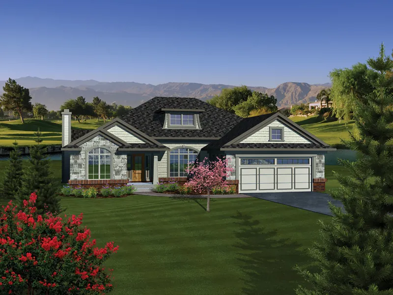 Craftsman House Plan Front of Home - Alvena European Ranch Home 051D-0677 - Search House Plans and More