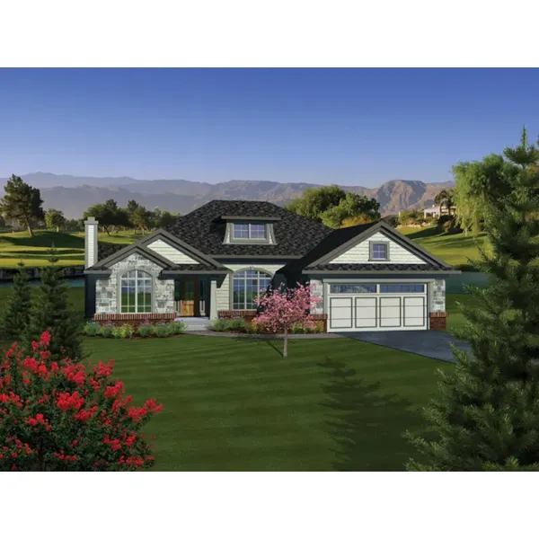 Ranch House Plan Front of Home - Alvena European Ranch Home 051D-0677 - Search House Plans and More