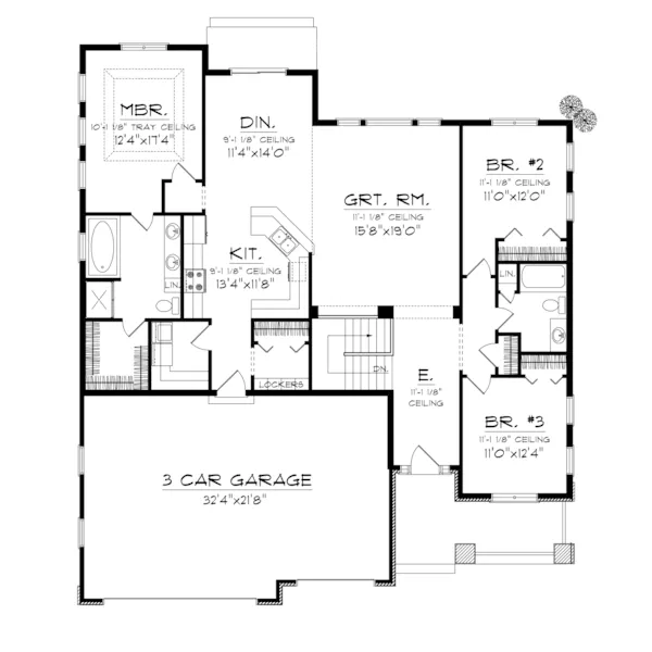 Country House Plan First Floor - Cadford Traditional Ranch Home 051D-0678 - Search House Plans and More