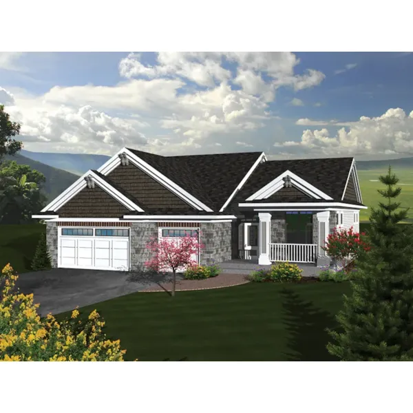 Country House Plan Front of Home - Cadford Traditional Ranch Home 051D-0678 - Search House Plans and More