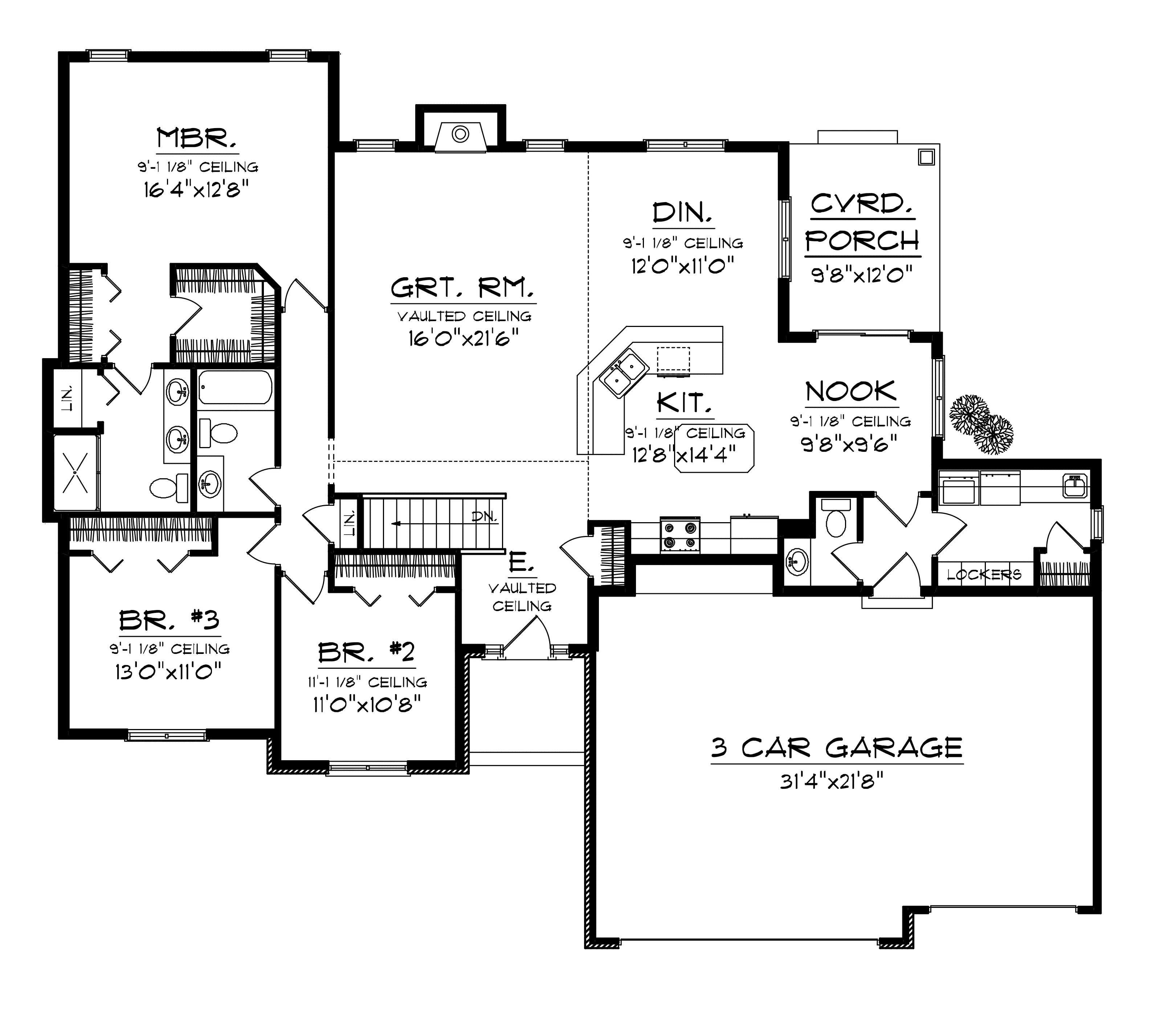 Traditional House Plan First Floor - Woodpoint Rustic Ranch Home 051D-0679 - Shop House Plans and More