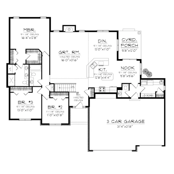 Ranch House Plan First Floor - Woodpoint Rustic Ranch Home 051D-0679 - Shop House Plans and More