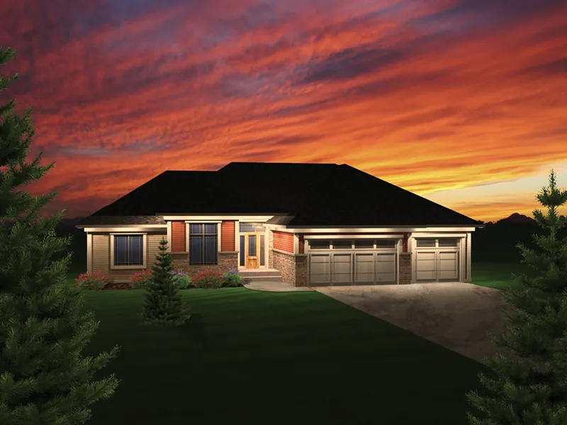 Traditional House Plan Front of Home - Woodpoint Rustic Ranch Home 051D-0679 - Shop House Plans and More