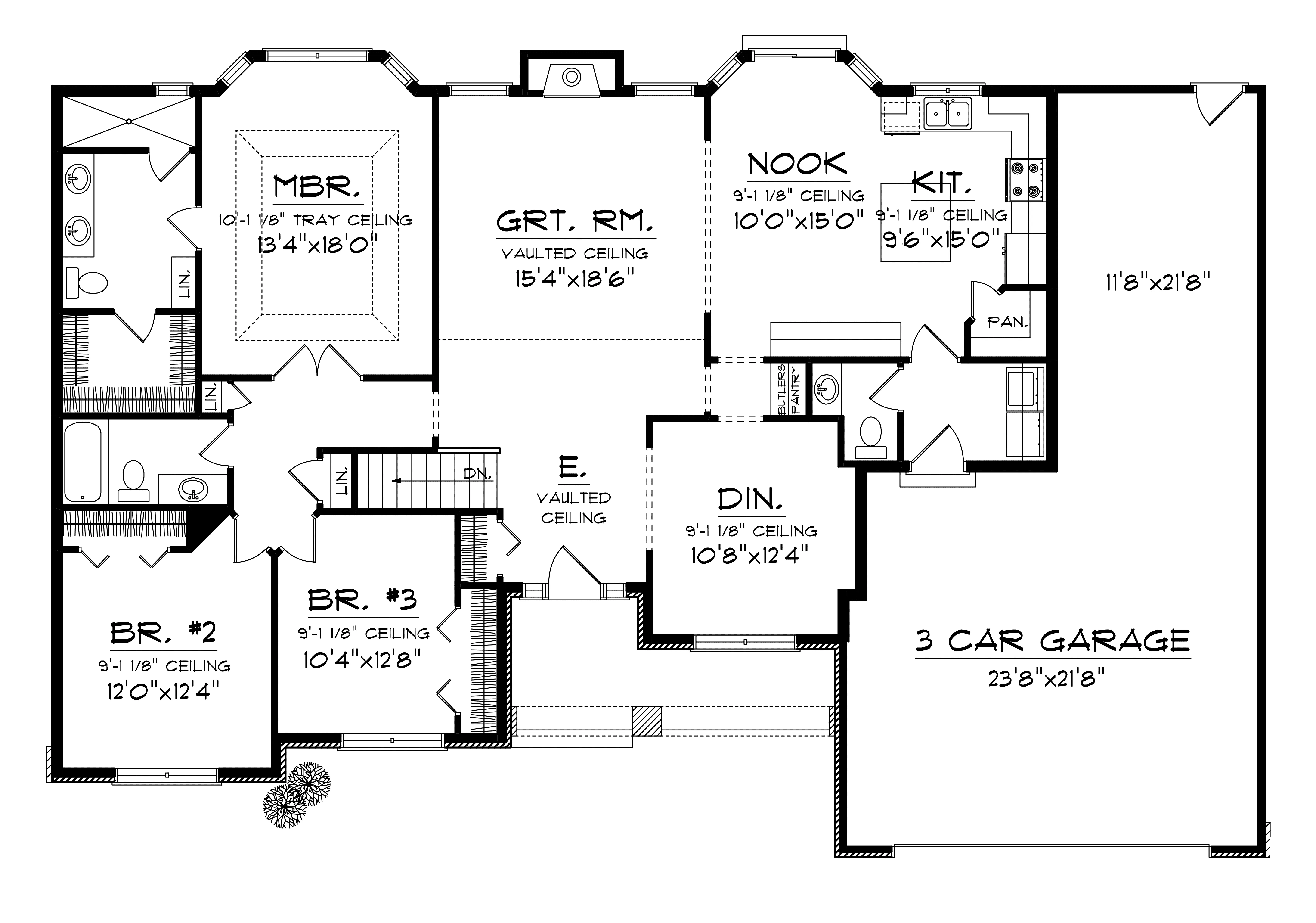 Ranch House Plan First Floor - Ridgecrest Rustic Ranch Home 051D-0680 - Shop House Plans and More