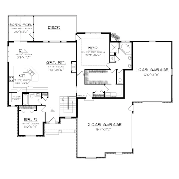 Rustic House Plan First Floor - Cambria Cove Ranch Home 051D-0681 - Search House Plans and More