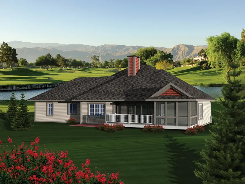 Shingle House Plan Color Image of House - Cambria Cove Ranch Home 051D-0681 - Search House Plans and More