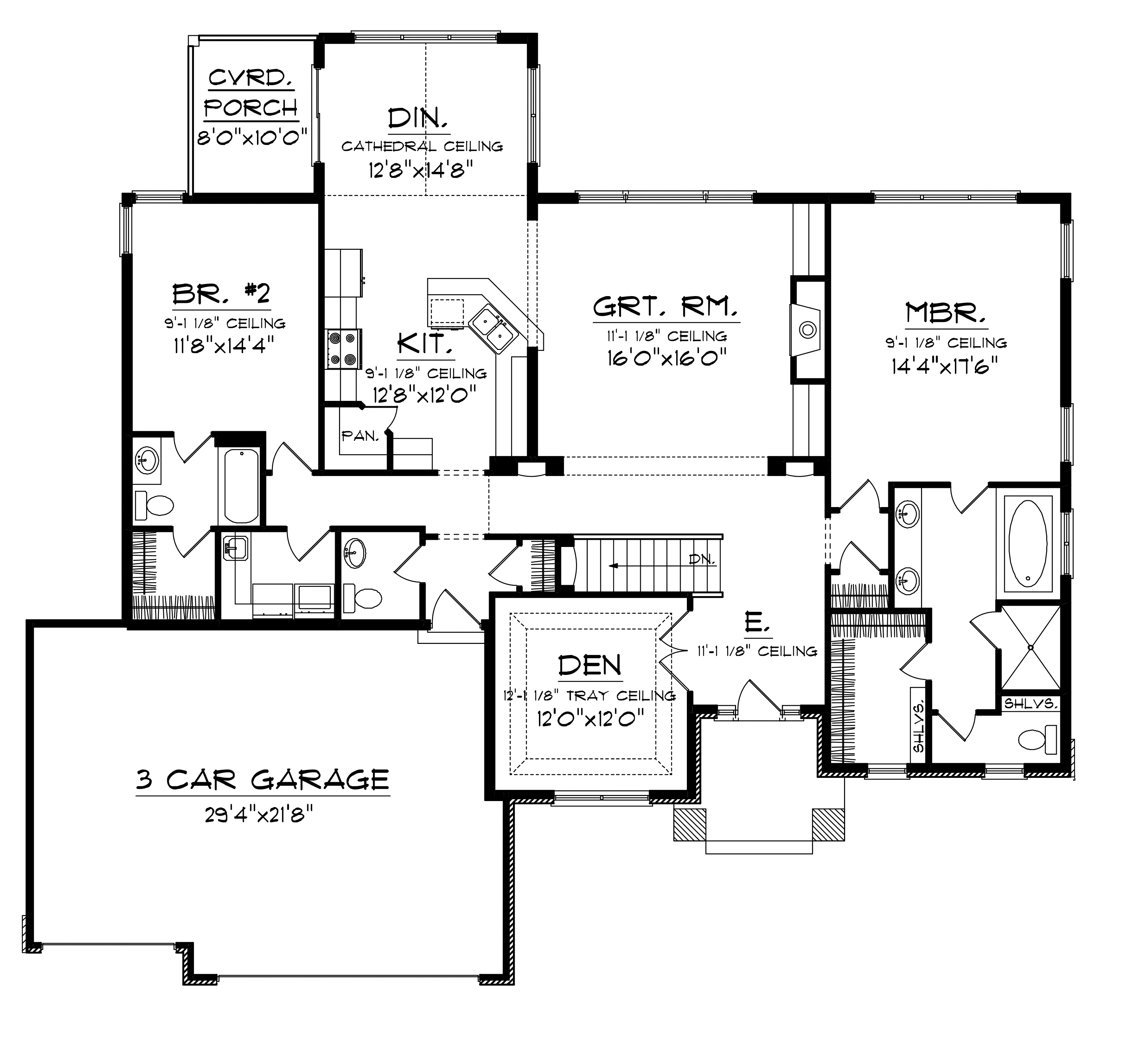 Shingle House Plan First Floor - Dranlake Craftsman Ranch Home 051D-0682 - Search House Plans and More
