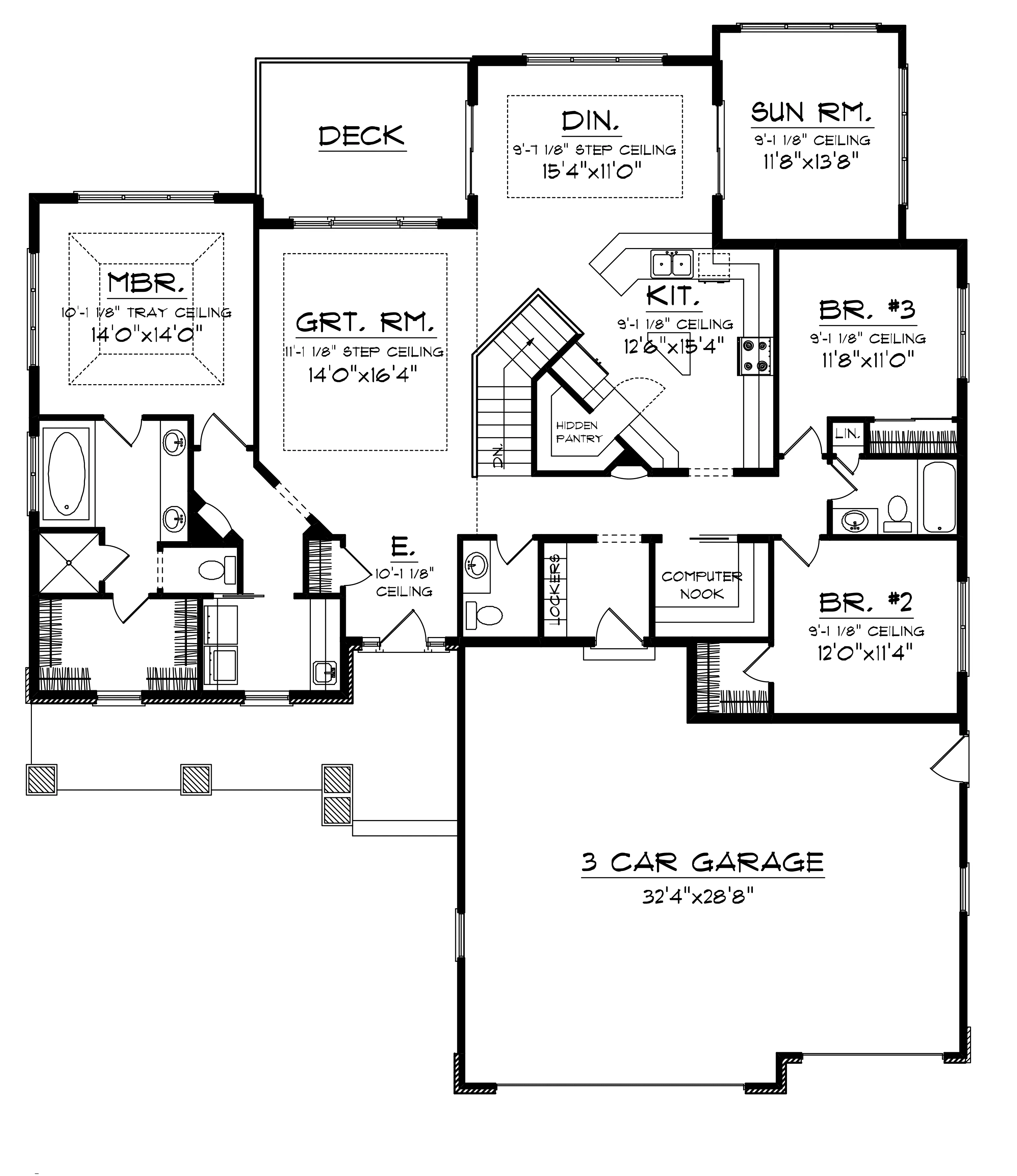 Ranch House Plan First Floor - Dobford Craftsman Ranch Home 051D-0684 - Search House Plans and More