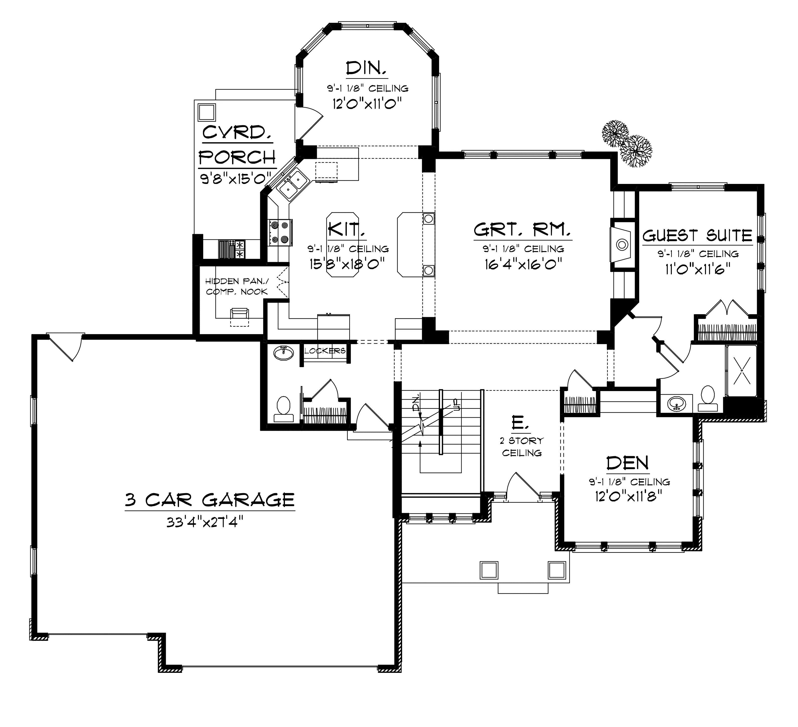 Country House Plan First Floor - Carlow Point Craftsman Home 051D-0685 - Search House Plans and More