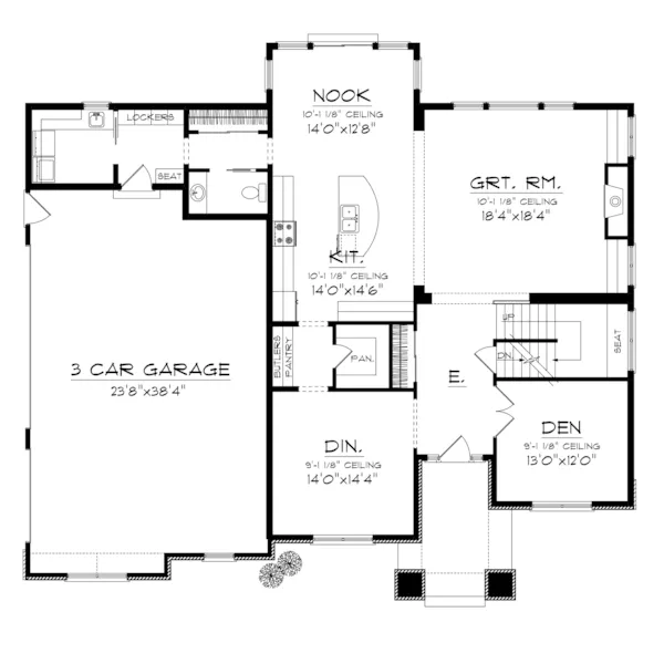 Arts & Crafts House Plan First Floor - Renette European Home 051D-0686 - Shop House Plans and More