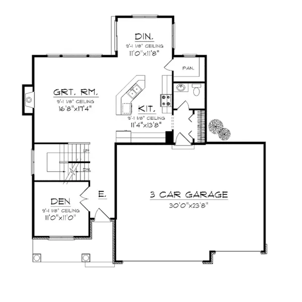 Craftsman House Plan First Floor - Dorrette Country 2-Story Home 051D-0695 - Search House Plans and More