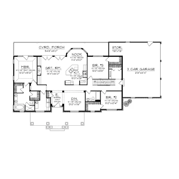 Country House Plan First Floor - Halcyon Rustic Country Home 051D-0696 - Search House Plans and More