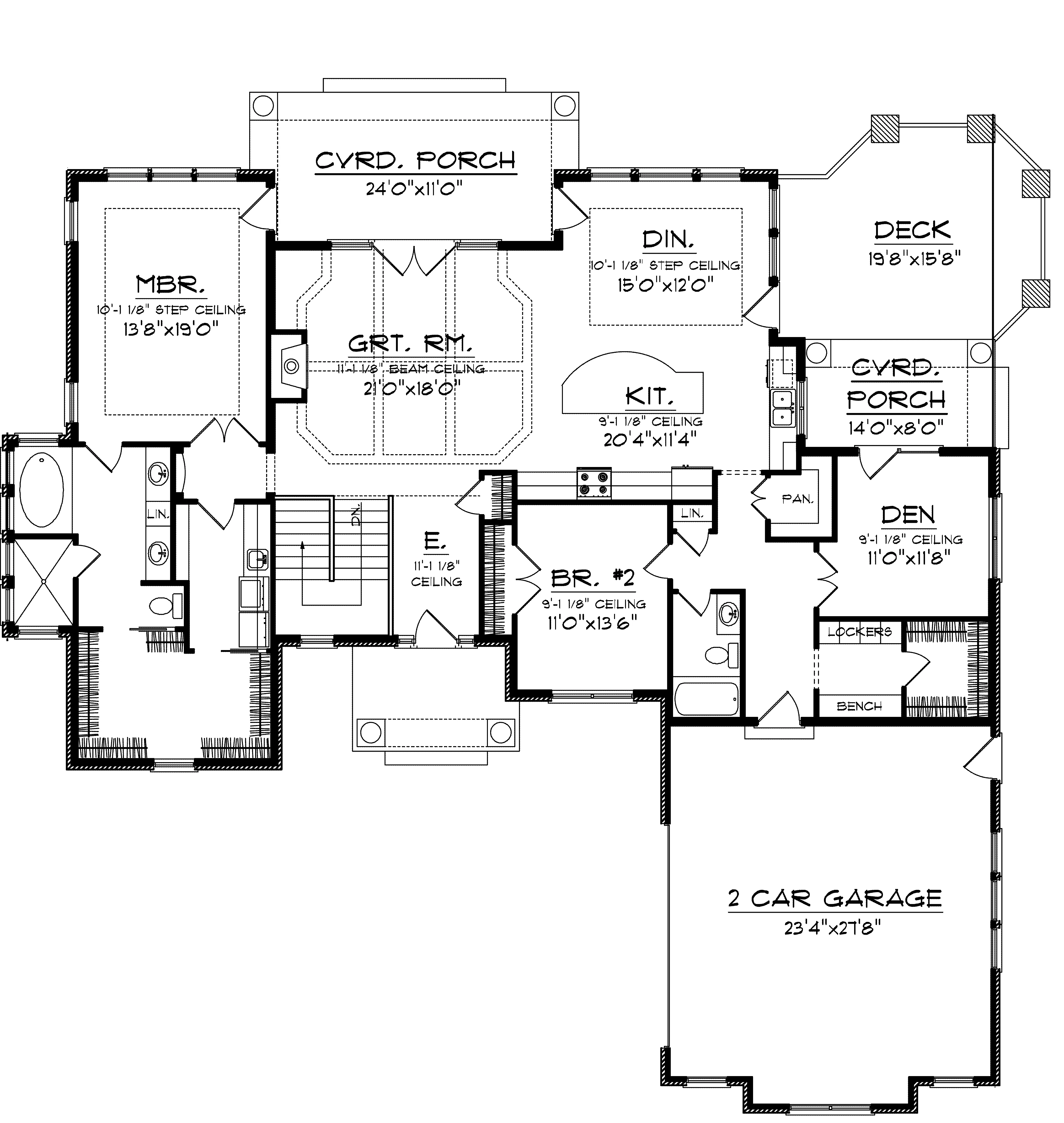 Country French House Plan First Floor - Ciboney Sunbelt Ranch Home 051D-0699 - Search House Plans and More