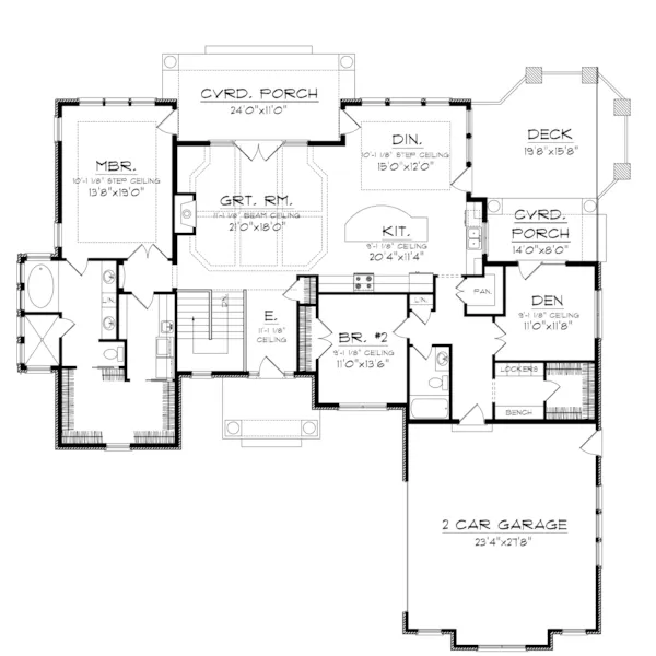 Country French House Plan First Floor - Ciboney Sunbelt Ranch Home 051D-0699 - Search House Plans and More