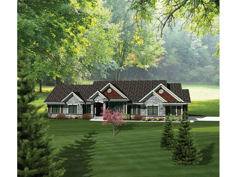 Ranch House Plan Front of Home - May Flower Country Ranch Home 051D-0702 - Shop House Plans and More