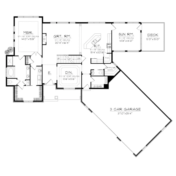 Rustic House Plan First Floor - Pleasant Peak Rustic Home 051D-0704 - Shop House Plans and More