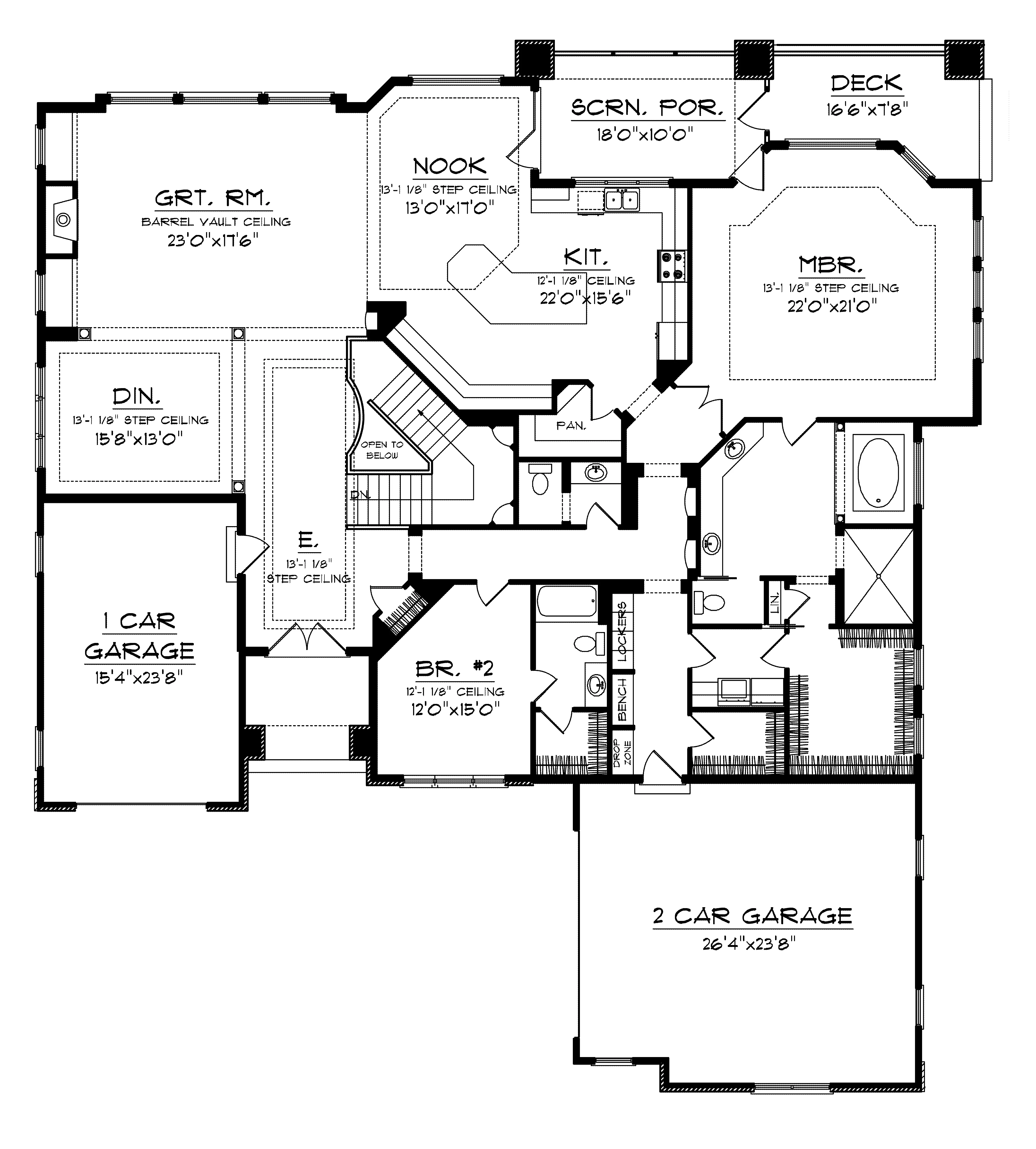 Traditional House Plan First Floor - Sunnyoak Country French Home 051D-0708 - Shop House Plans and More