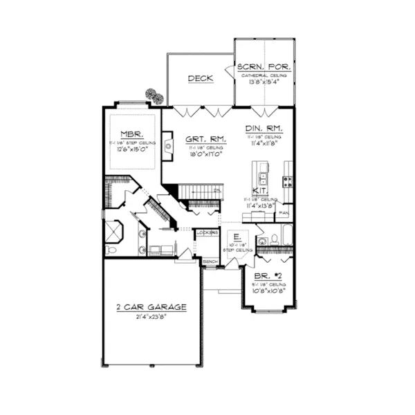 Country French House Plan First Floor - Baptiste European Ranch Home 051D-0713 - Search House Plans and More