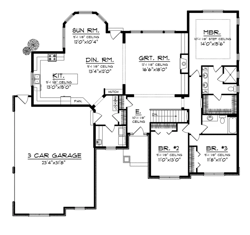 Traditional House Plan First Floor - Westknoll Cove Ranch Home 051D-0720 - Shop House Plans and More