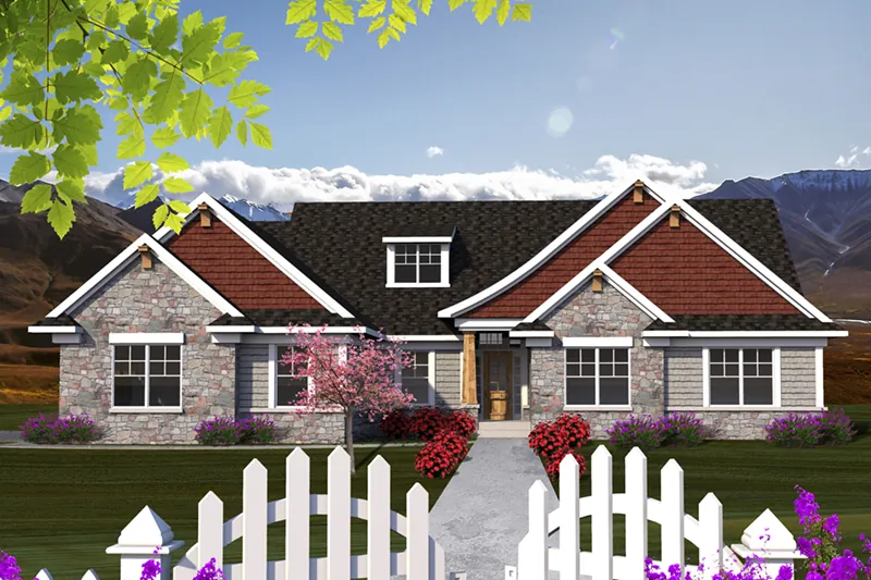 Rustic House Plan Front of Home - Westknoll Cove Ranch Home 051D-0720 - Shop House Plans and More